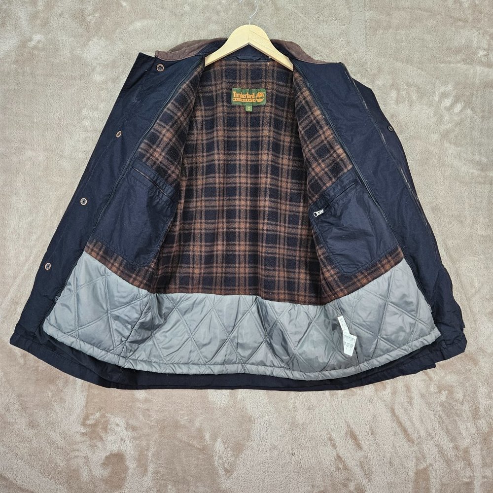 Timberland Waterproof Collared Jacket Coat Full Zip Pocket Navy Blue Mens Size M - Picture 3 of 10